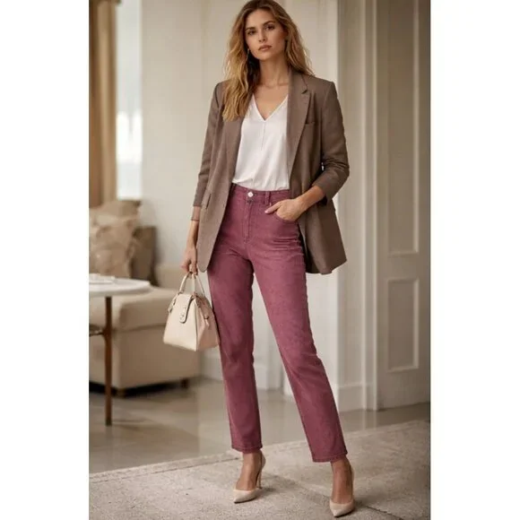 Baykan Denim Mauve Design Sample Jeans Cropped Fit - Picture 3 of 16